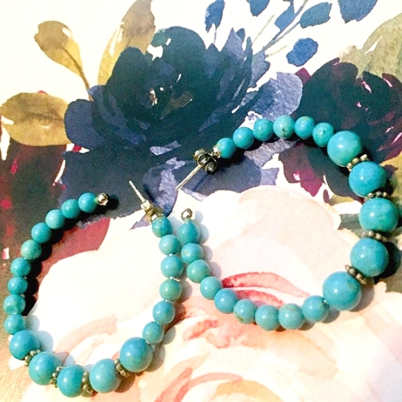 GenuineTurquoise & Sterling Silver/925 Earrings - Picture 5 of 5